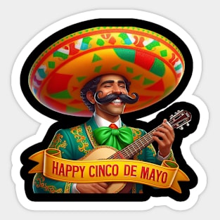 Happy Cinco de Mayo Mariachi Macho Mustache. Sticker